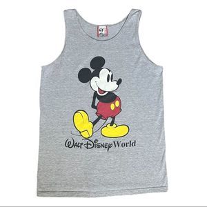 Vintage Mid 90’s Mickey Mouse Tank Top Shirt from Disney Light Gray Size Large
